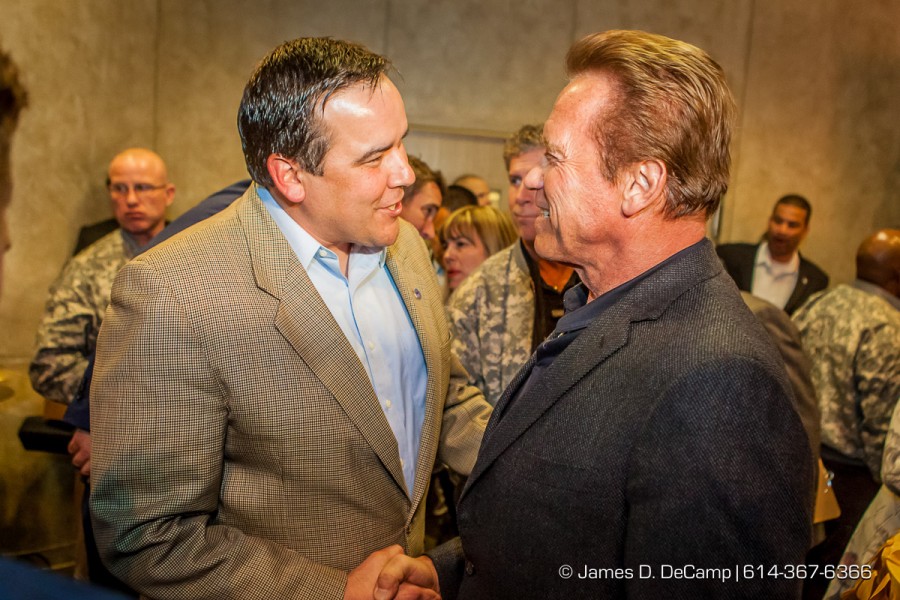 Columbus Mayor Andrew Ginther and Arnold Schwarzenegger at the 2016 After-School All-Stars Ohio Arnold Experience photographed Friday March 4, 2016 at Dock 580 with Arnold Schwarzenegger. (© James D. DeCamp | http://www.JamesDeCamp.com & http://www.BlueSkiesHD.com | 614-367-6366) #Schwarzenegger #ASF2016 #JDeCampPhoto #BlueShiesHD #ArnoldSportsFestival #ArnoldClassic #Dock580 #ASASOhio #MayorGinther #Kasich #614 #AsSeenInColumbus #ApoloOhno