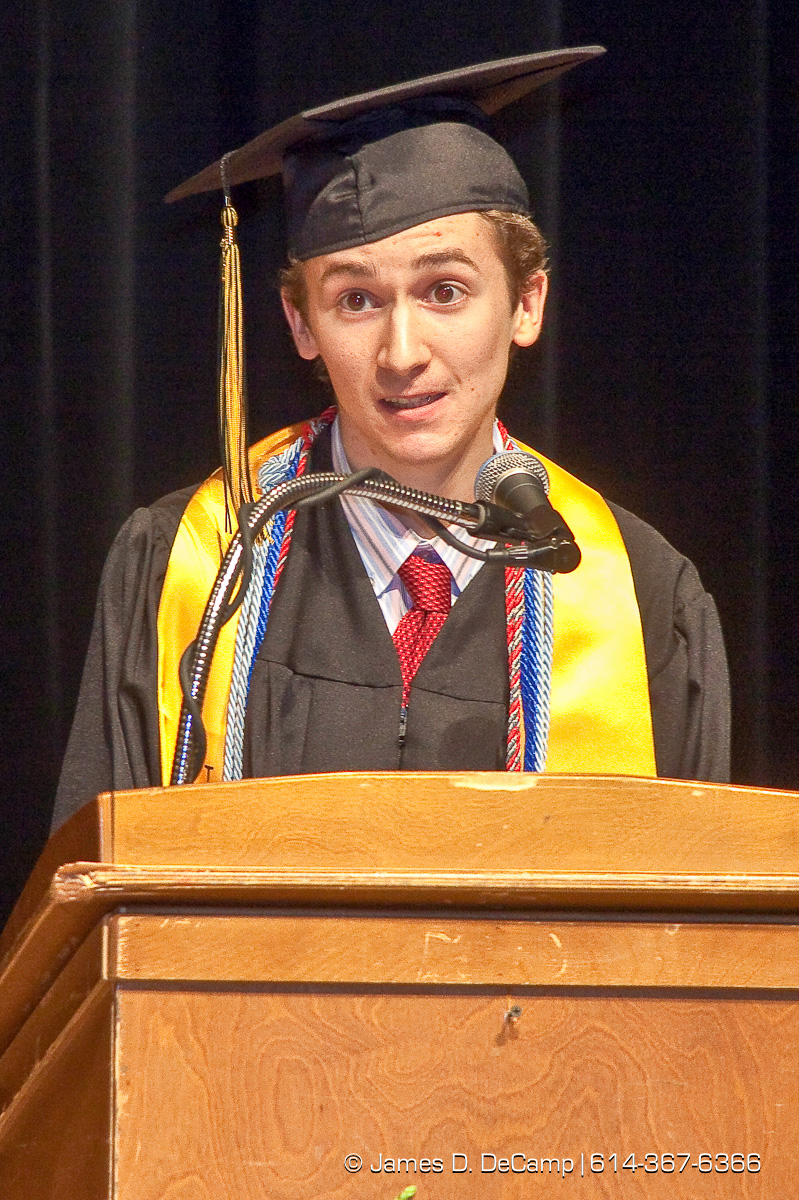 Austen Smith gives the Cum Laude Address at the Upper Arlington High School Graduation Ceremony held Sunday afternoon June 6, 2010 at the Veterans Memorial Auditorium in Downtown Columbus. (© James D. DeCamp | http://JamesDeCamp.com | 614-367-6366)