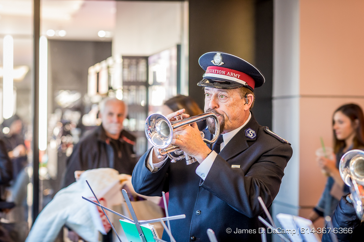 Citadel Corp Band Quartet manning the Salvation Army station at the Easton Town Center photographed Saturday, December 16, 2017. (© James D. DeCamp | http://JamesDeCamp.com | 614-367-6366)